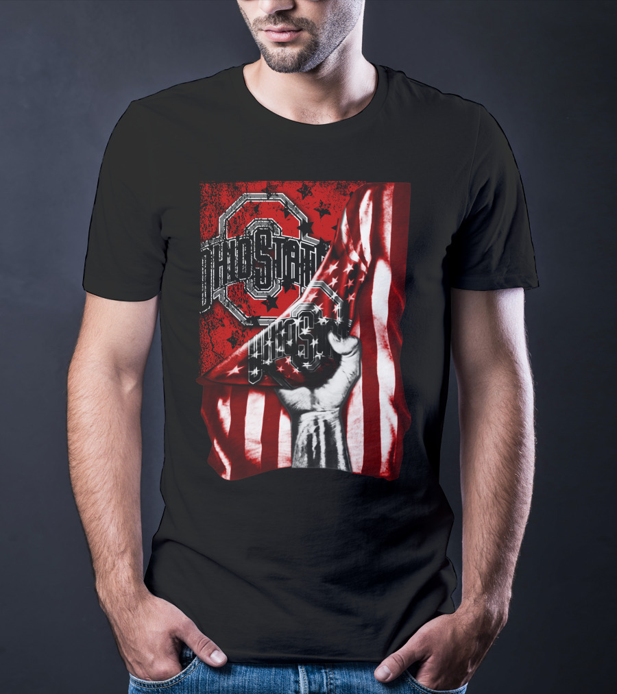 Ohio State Buckeyes American Flag Fist T-Shirt