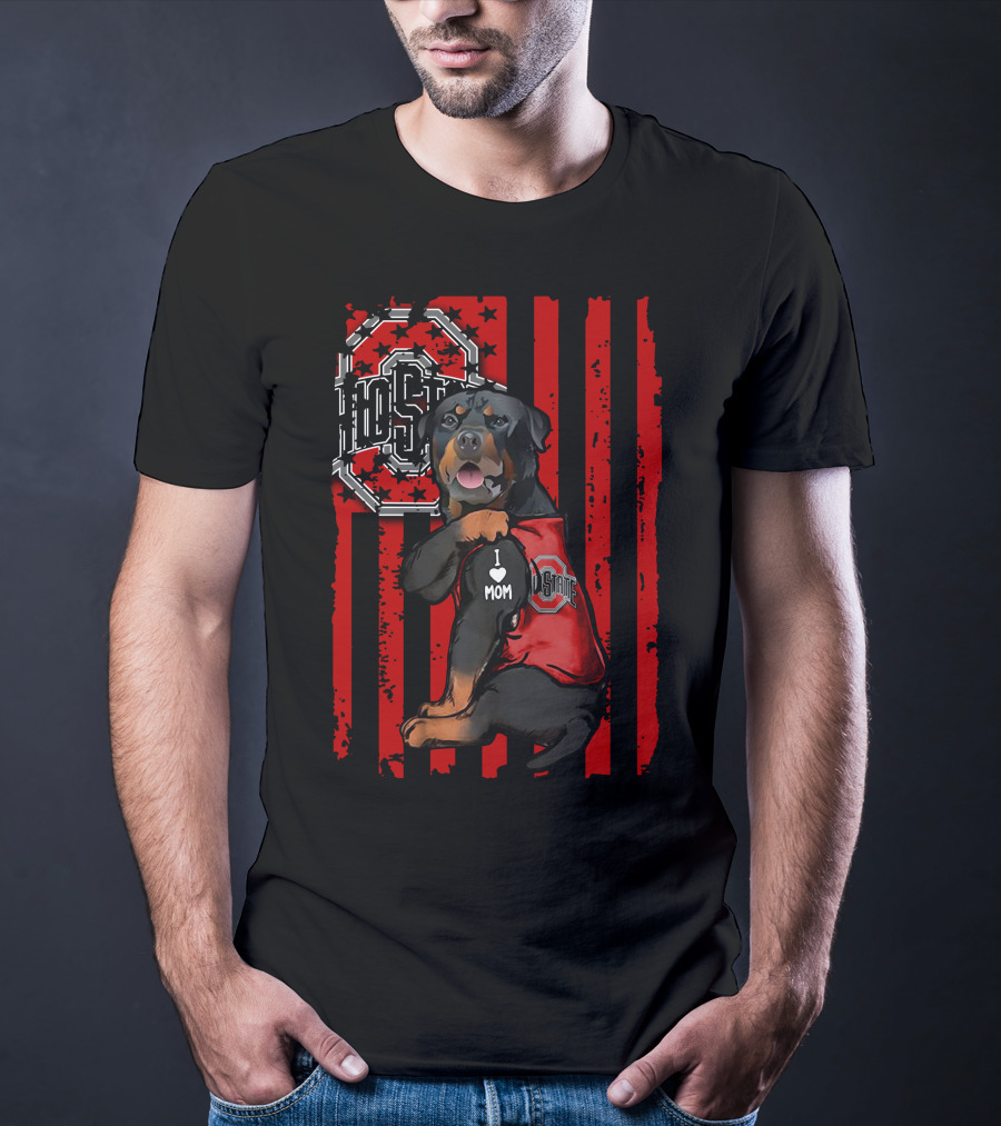 Rottweiler Ohio State Buckeyes I Love Mom T-Shirt