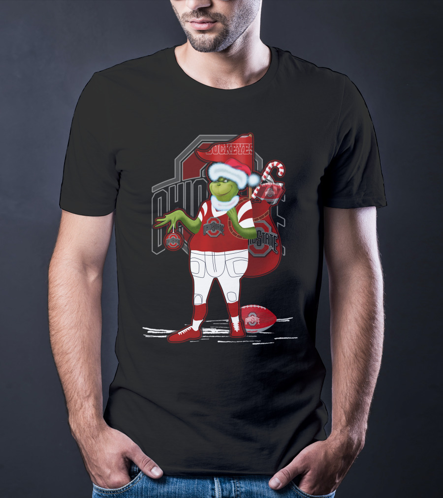 Grinch Christmas Ohio State Buckeyes Holiday Football Fan Gear T-Shirt