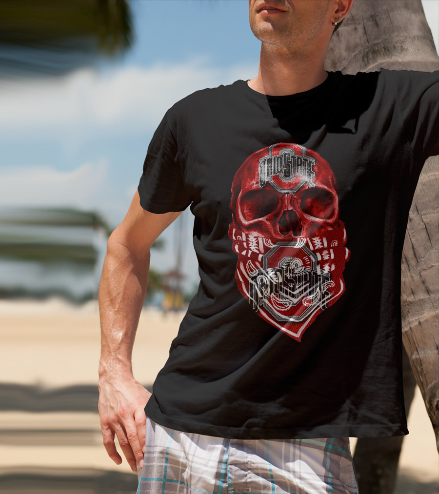 Ohio State Buckeyes Skull With Bandana T-Shirt