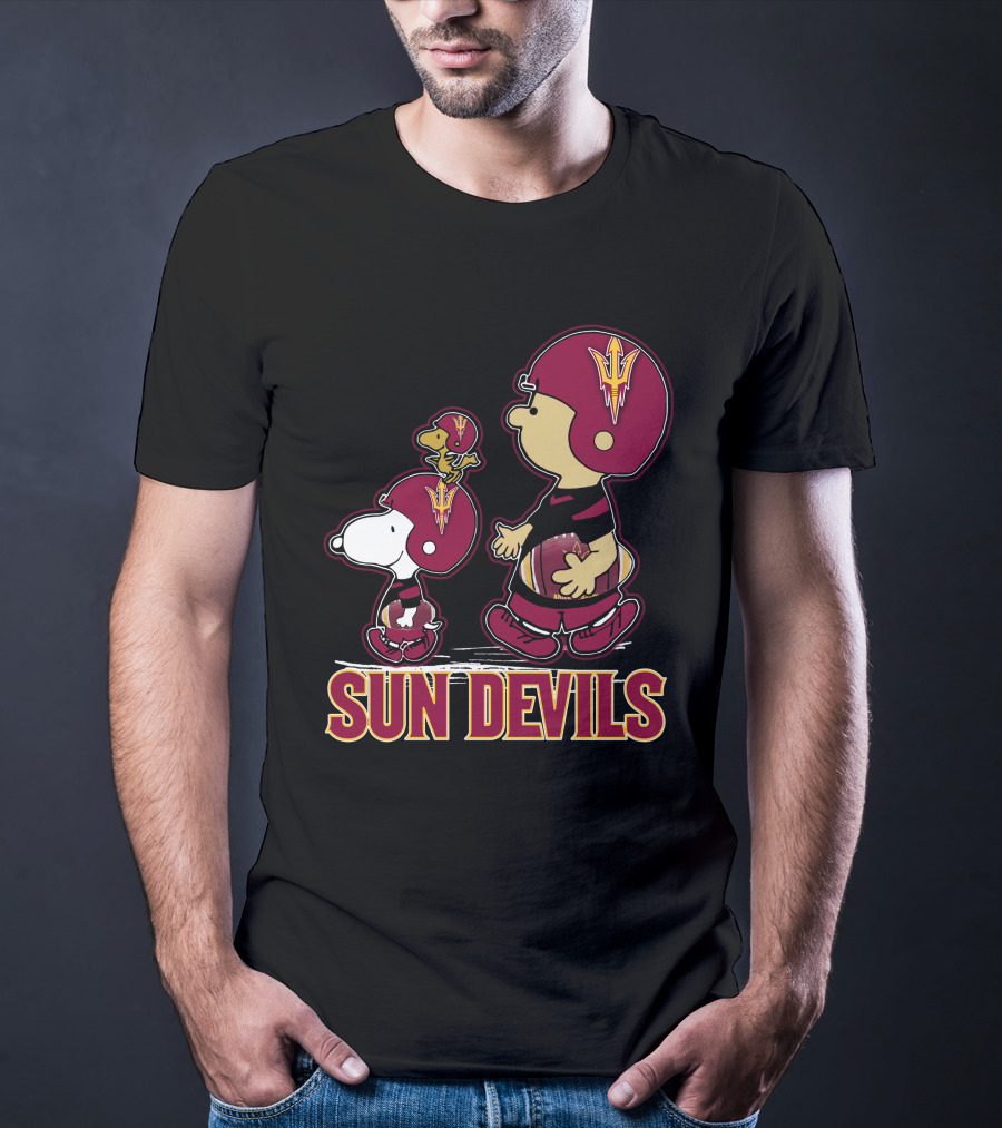 Snpfootball Sun Devils Arizona Peanuts Crossover Football Theme T-Shirt