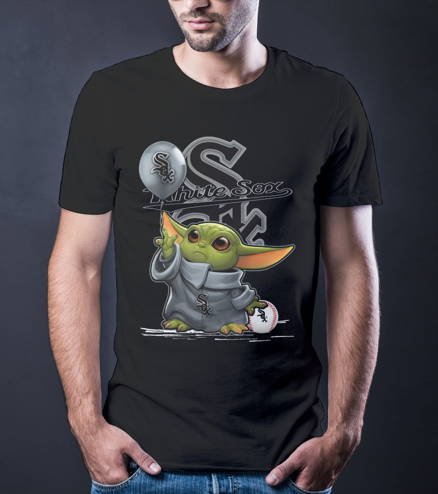 Yoda Chicago White Sox Balloon Baseball T-Shirt