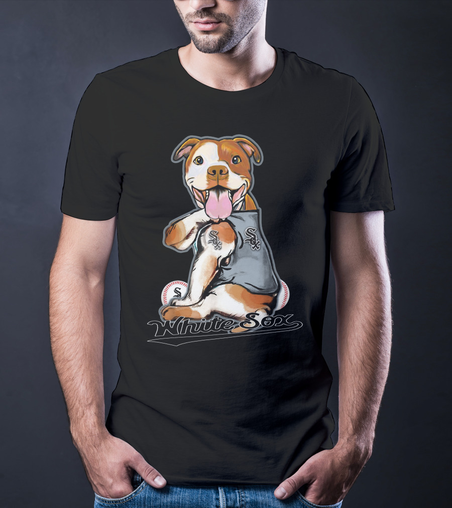 Pittbull White Sox Baseball Dog T-Shirt