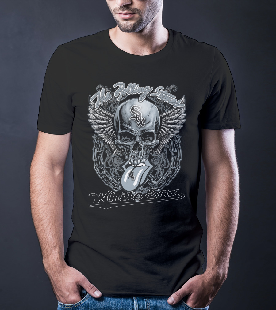 The Rolling Stones White Sox Skull With Wings And Tongue T-Shirt