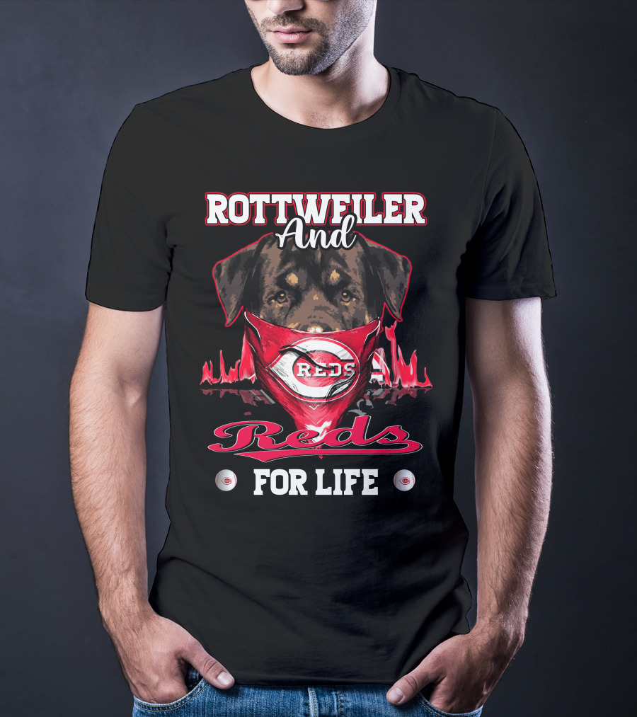 Rottweiler And Reds For Life Cincinnati Reds T-Shirt