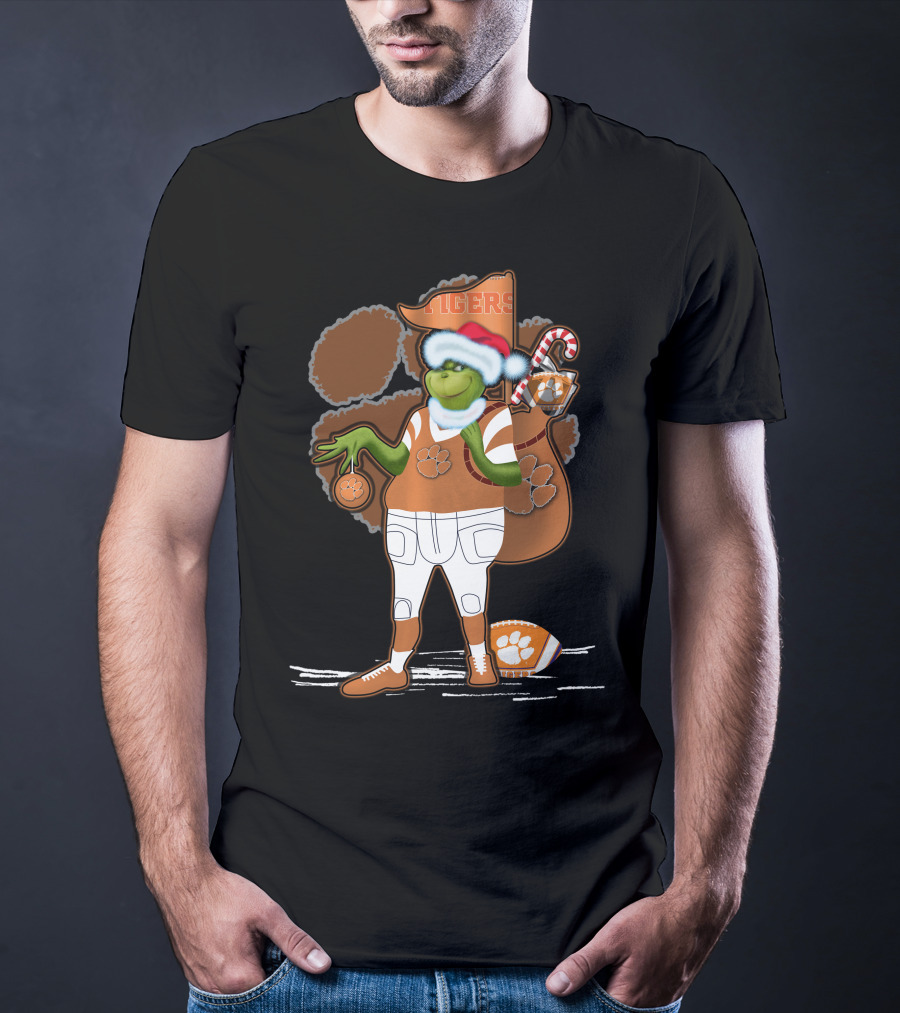Grinchxmas Clemson Tigers Holiday Spirit Football Fandom T-Shirt