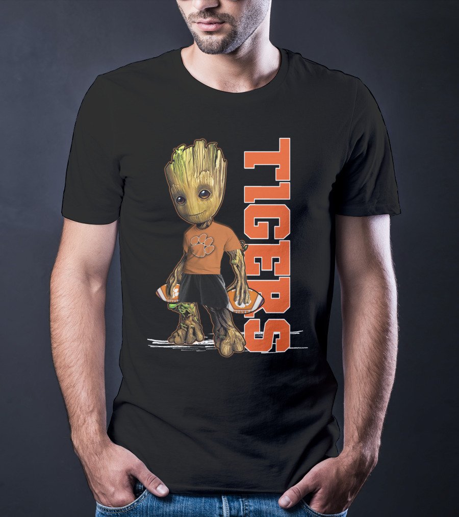 Groot Clemson Tigers Football Fan Marvel Groot And Clemson University Sports Fan Gear T-Shirt