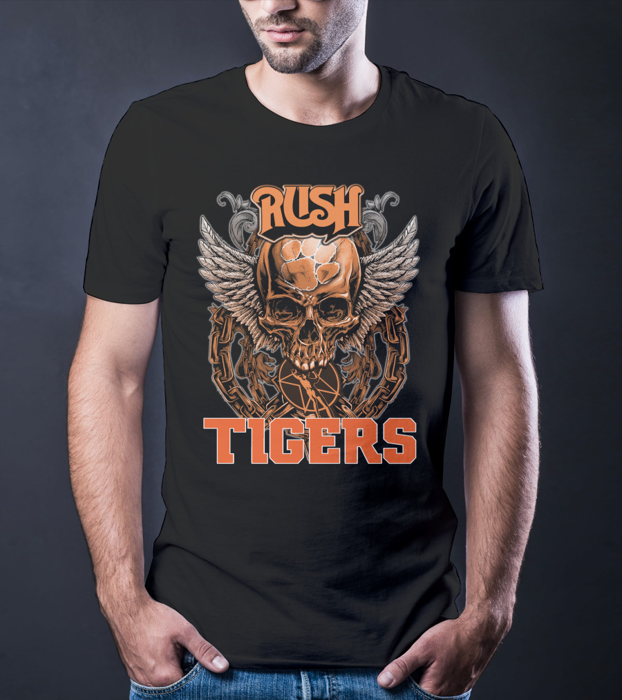 Rush Tigers Skull With Wings And Chains T-Shirt