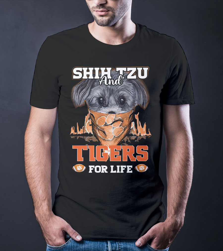 Shih Tzu And Clemson Tigers For Life T-Shirt