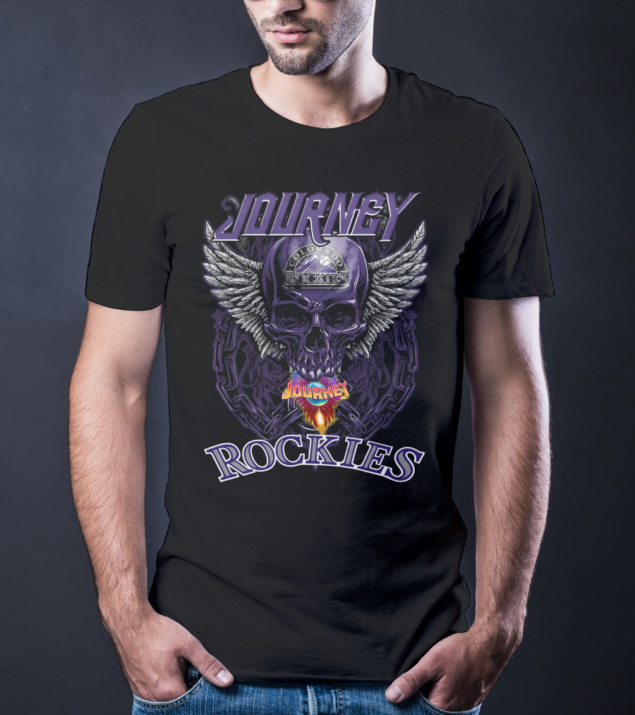 Journey Colorado Rockies Skull With Wings And Chains T-Shirt