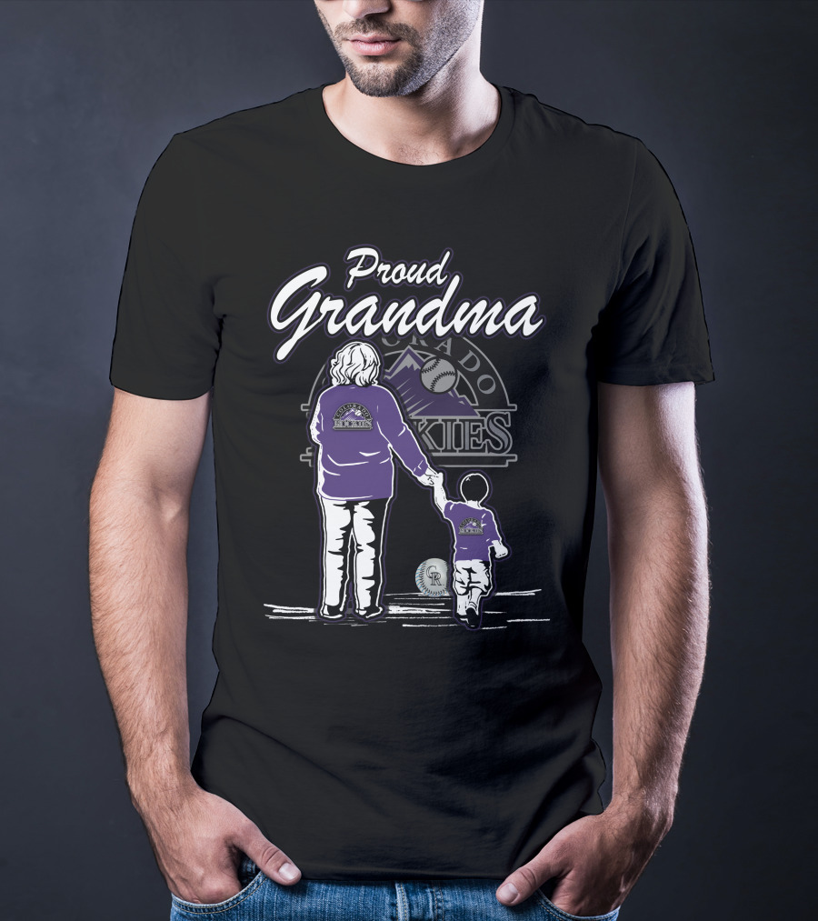 Proud Grandma Colorado Rockies Family Baseball Fan T-Shirt