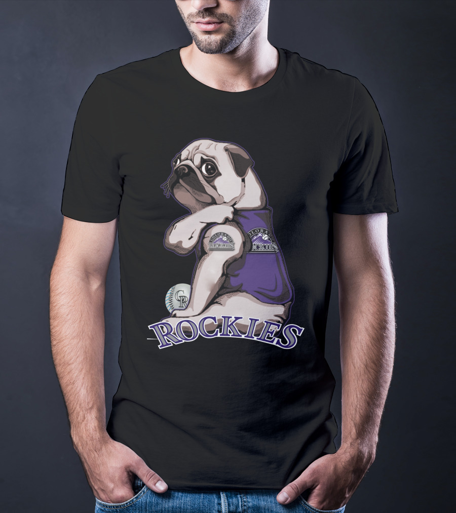 Pug Colorado Rockies CR Baseball Rockies T-Shirt