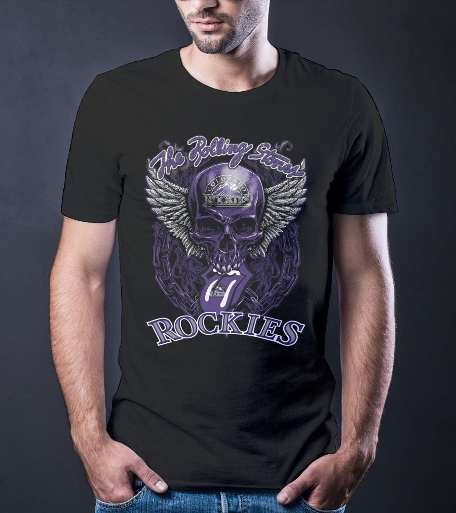 The Rolling Stones Colorado Rockies Skull With Wings And Tongue T-Shirt