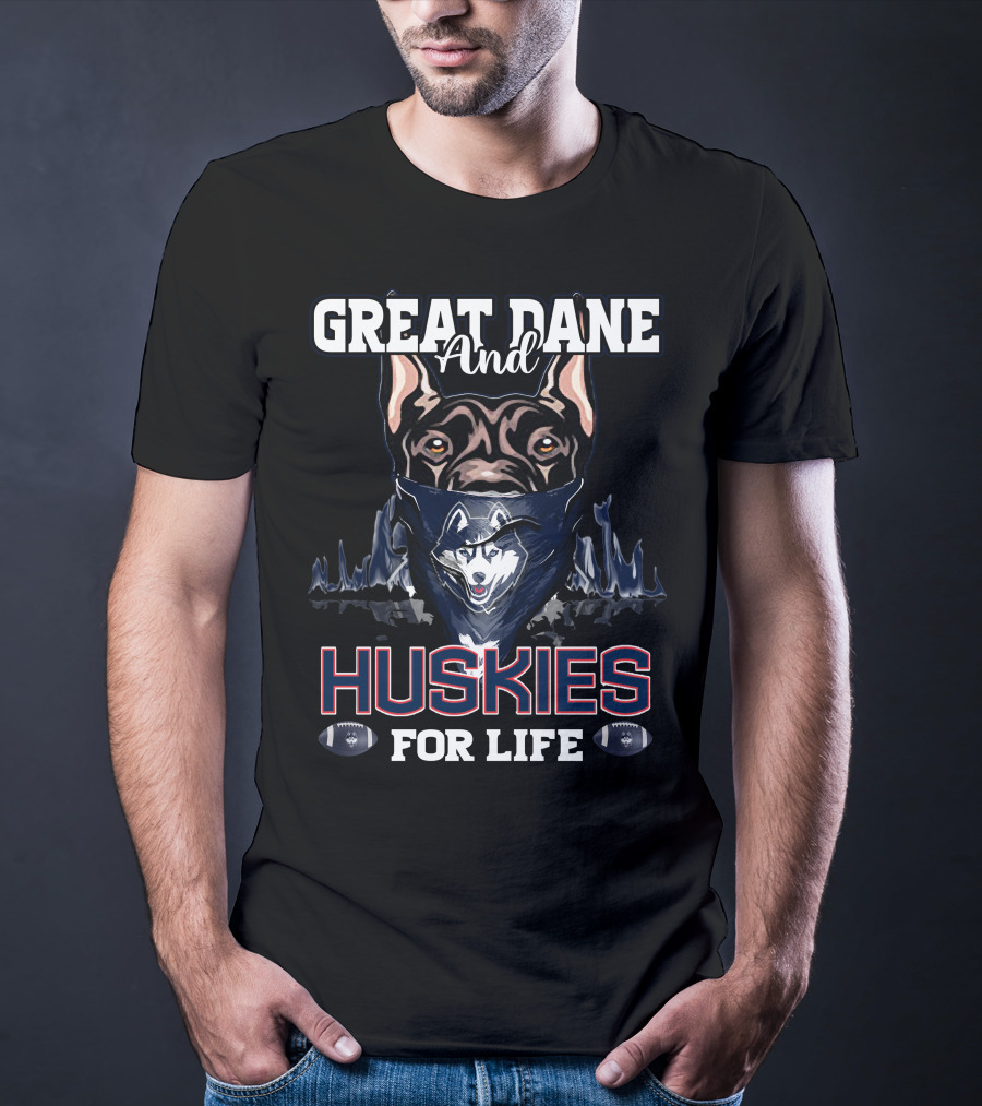 Great Dane And Huskies For Life Connecticut T-Shirt