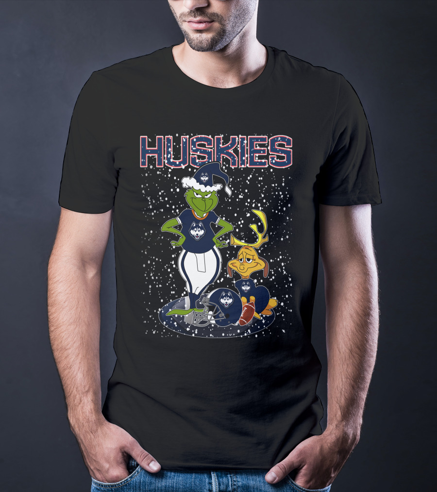 Grinchxmas Huskies Connecticut Snowy Sports T-Shirt