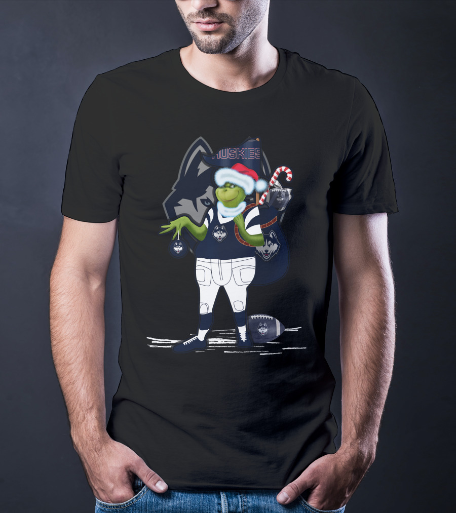 Grinchxmas Connecticut Huskies Football Santa Huskies T-Shirt