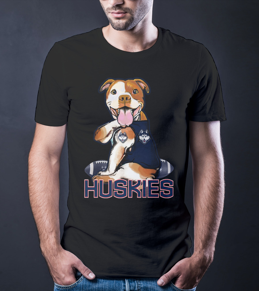 Pittbull Connecticut Huskies Football Mascot T-Shirt