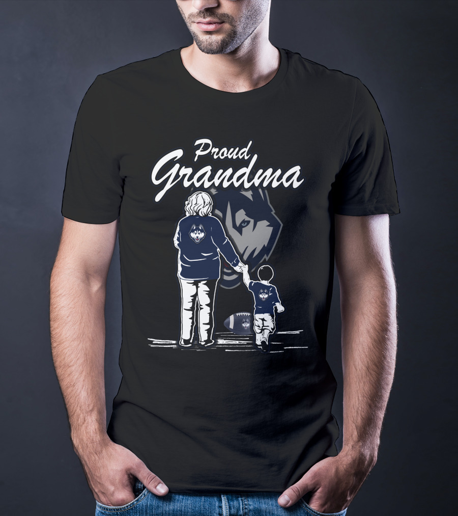 Proud Grandma Connecticut Huskies Football Family Moment T-Shirt