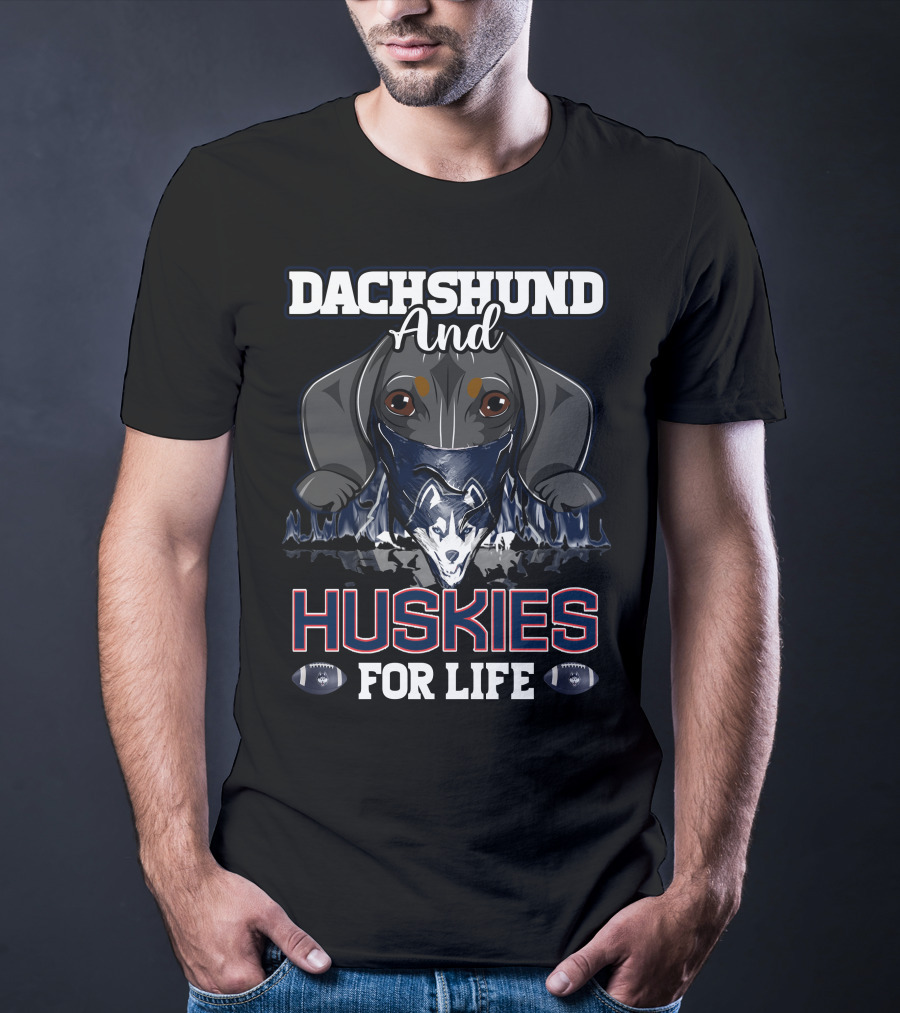 Dachshund And Huskies For Life Connecticut Football T-Shirt