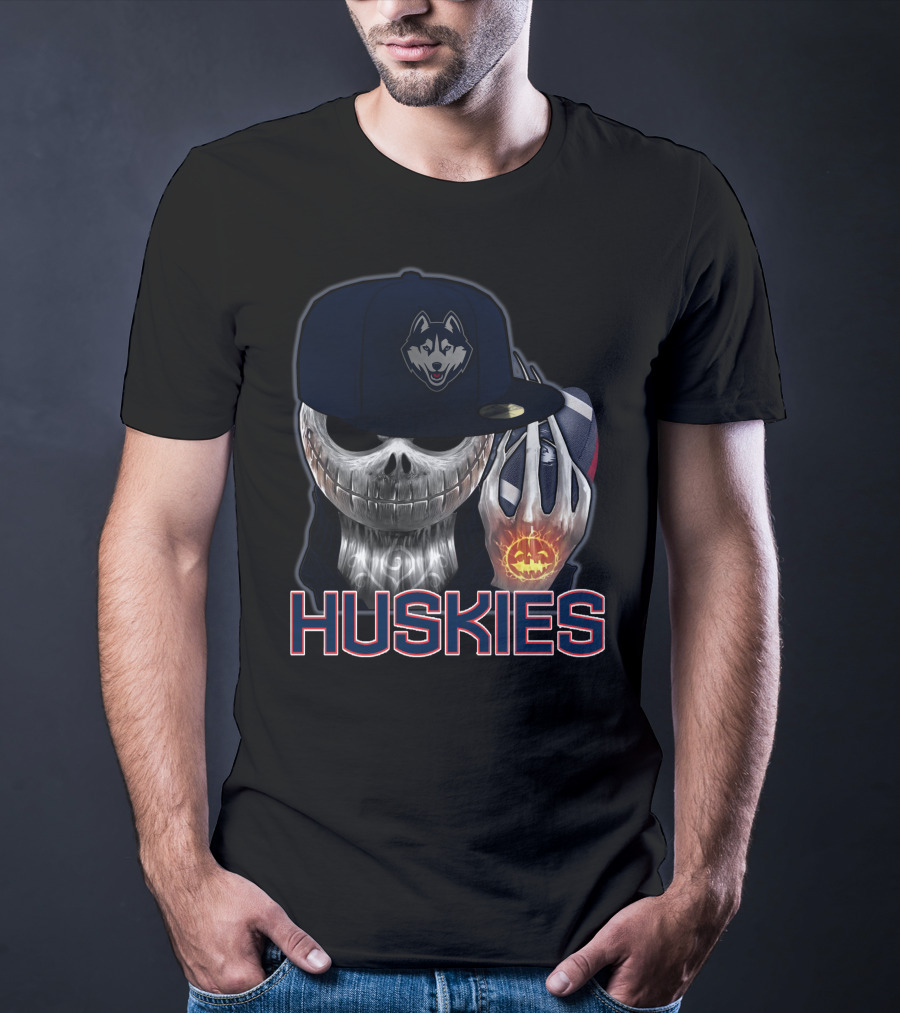 Jackskull Huskies Basketball Halloween Huskies T-Shirt