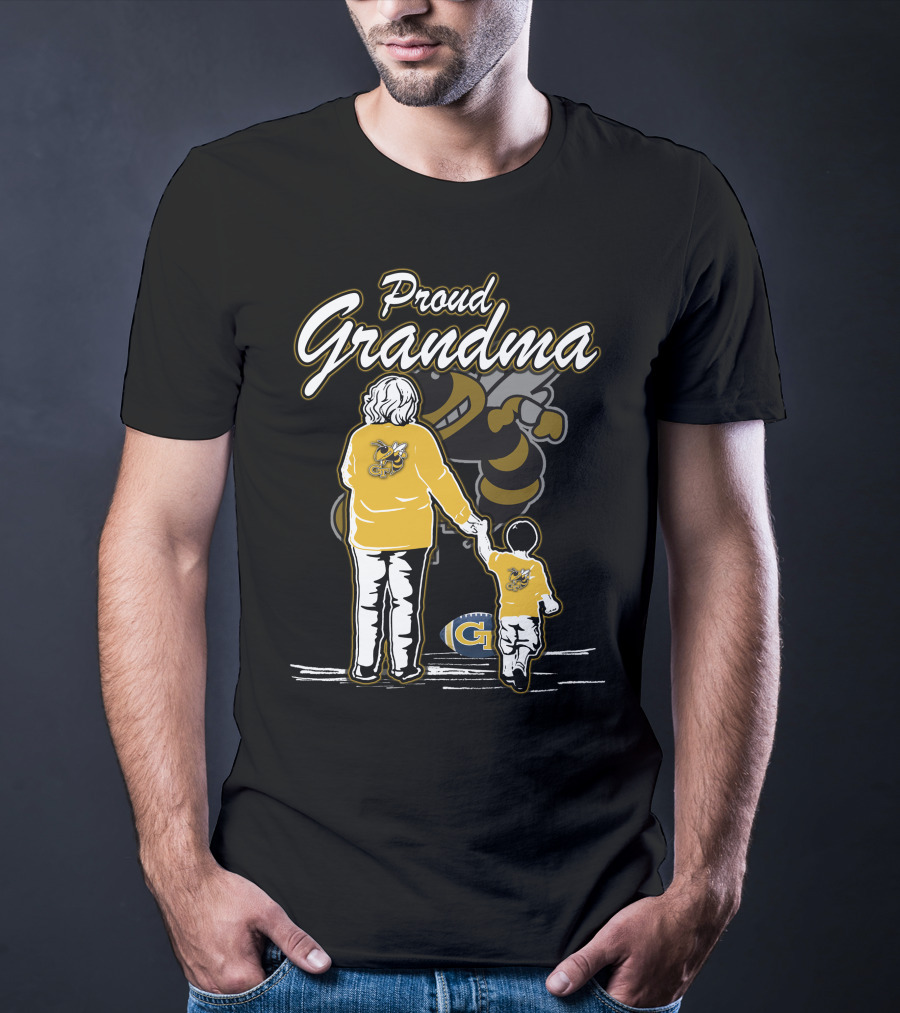 Proud Grandma Georgia Tech Yellow Jackets Buzz Football T-Shirt