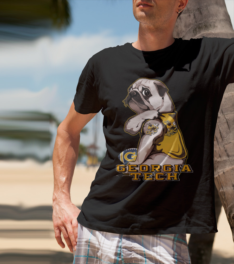Georgia Tech Yellow Jackets Pug Football T-Shirt