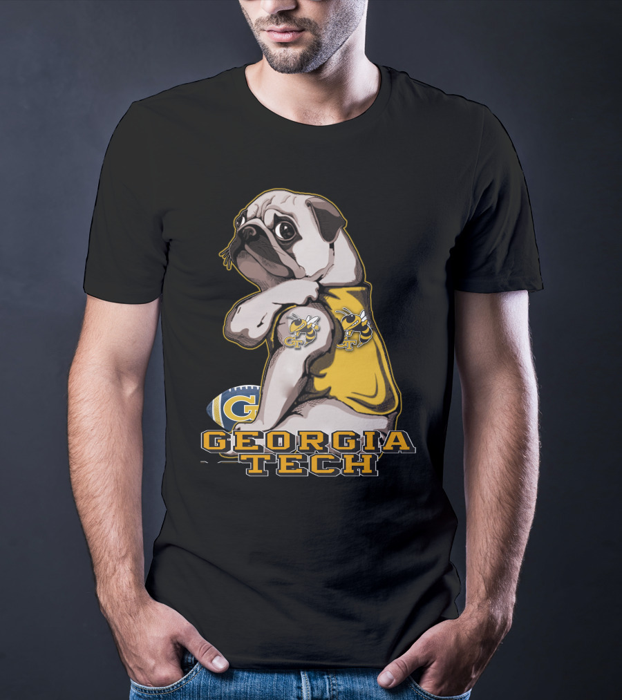 Georgia Tech Yellow Jackets Pug Football T-Shirt