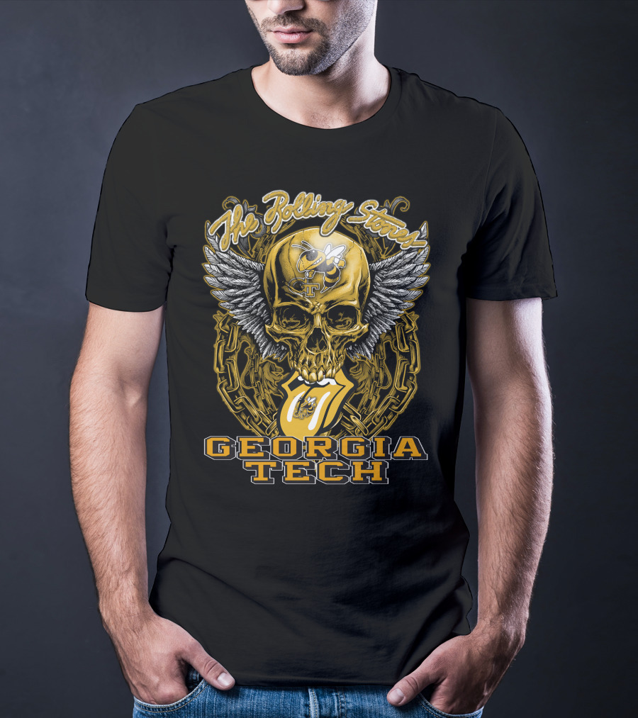 The Rolling Stones Winged Skull Georgia Tech Yellow Jackets T-Shirt