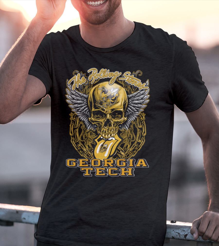 The Rolling Stones Winged Skull Georgia Tech Yellow Jackets T-Shirt