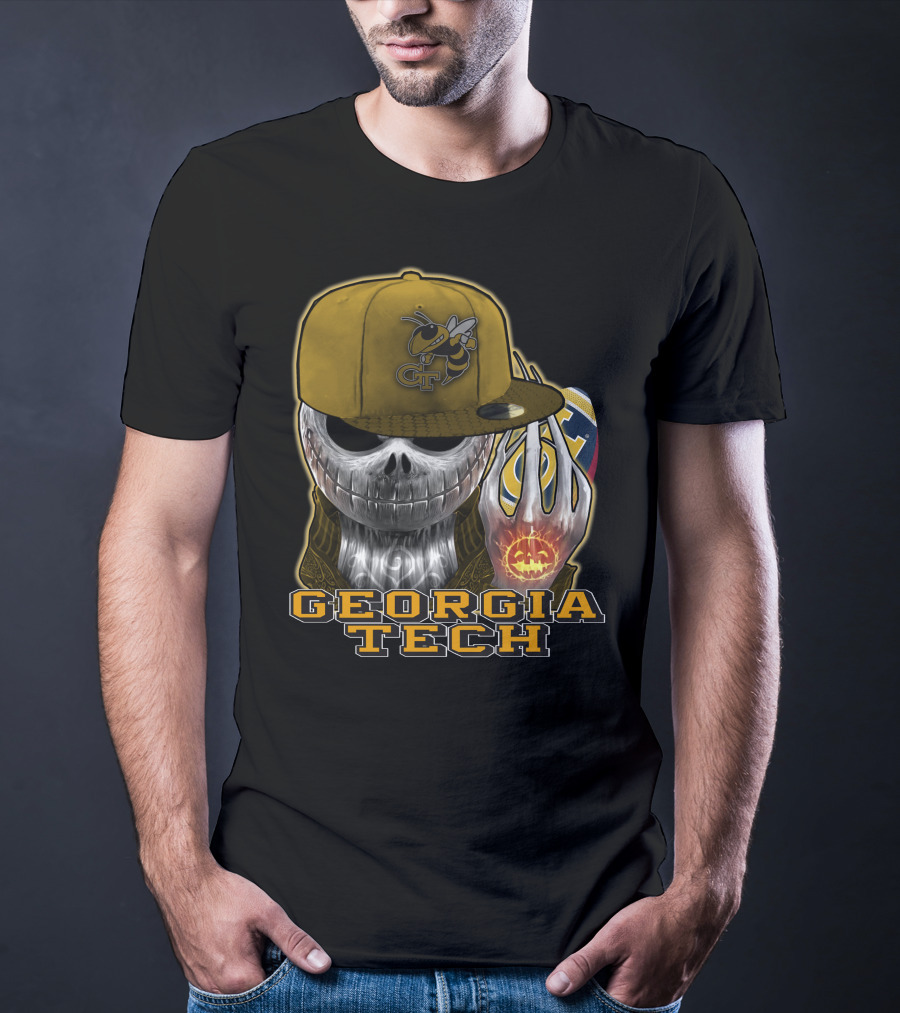 Jackskull Georgia Tech Yellow Jackets Skeleton Skull Halloween T-Shirt