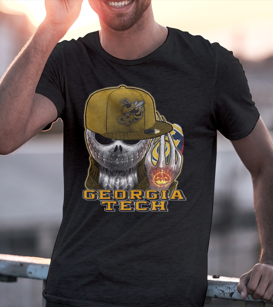 Jackskull Georgia Tech Yellow Jackets Skeleton Skull Halloween T-Shirt