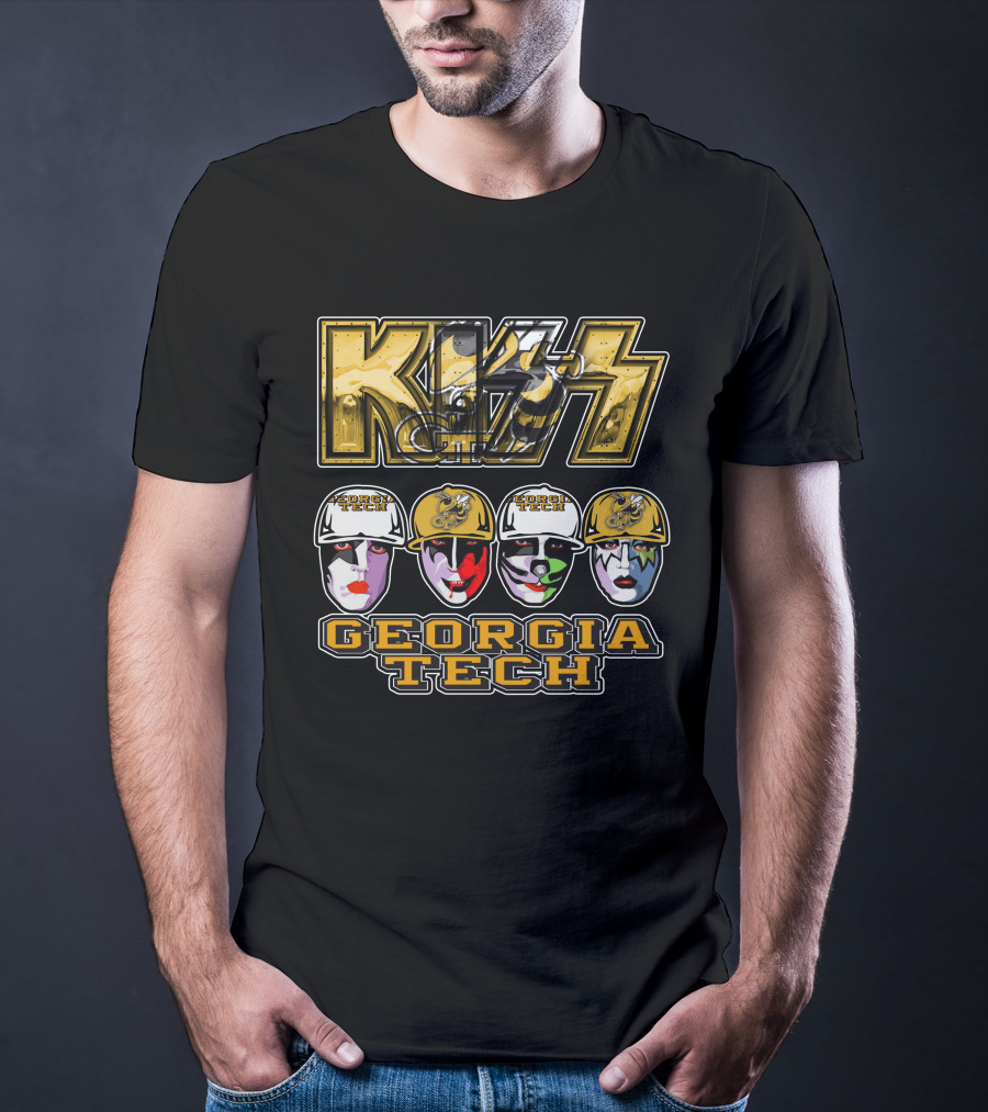 Kiss Georgia Tech Yellow Jackets Faces T-Shirt