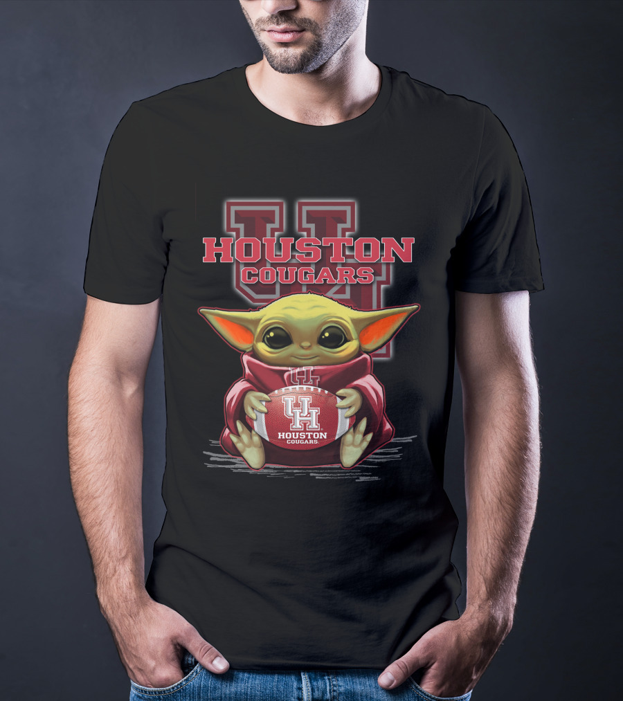Houston Cougars Baby Yoda Football Fan T-Shirt