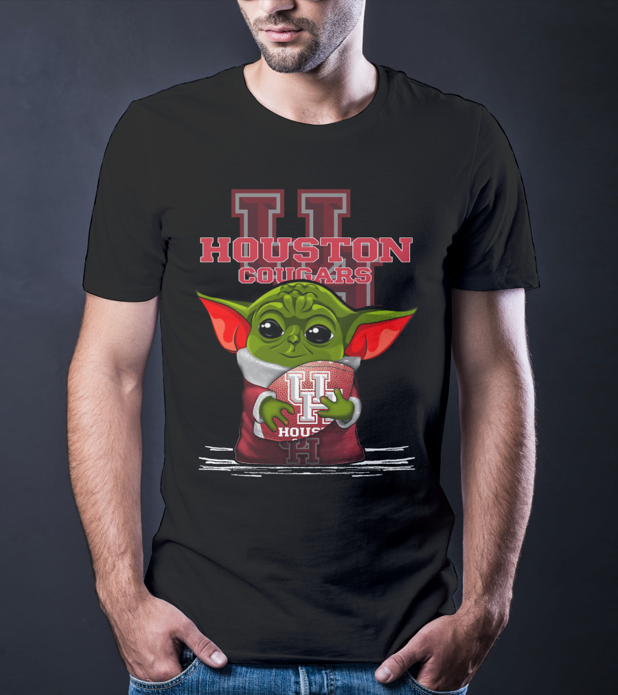 Houston Cougars Yoda Holding Football T-Shirt