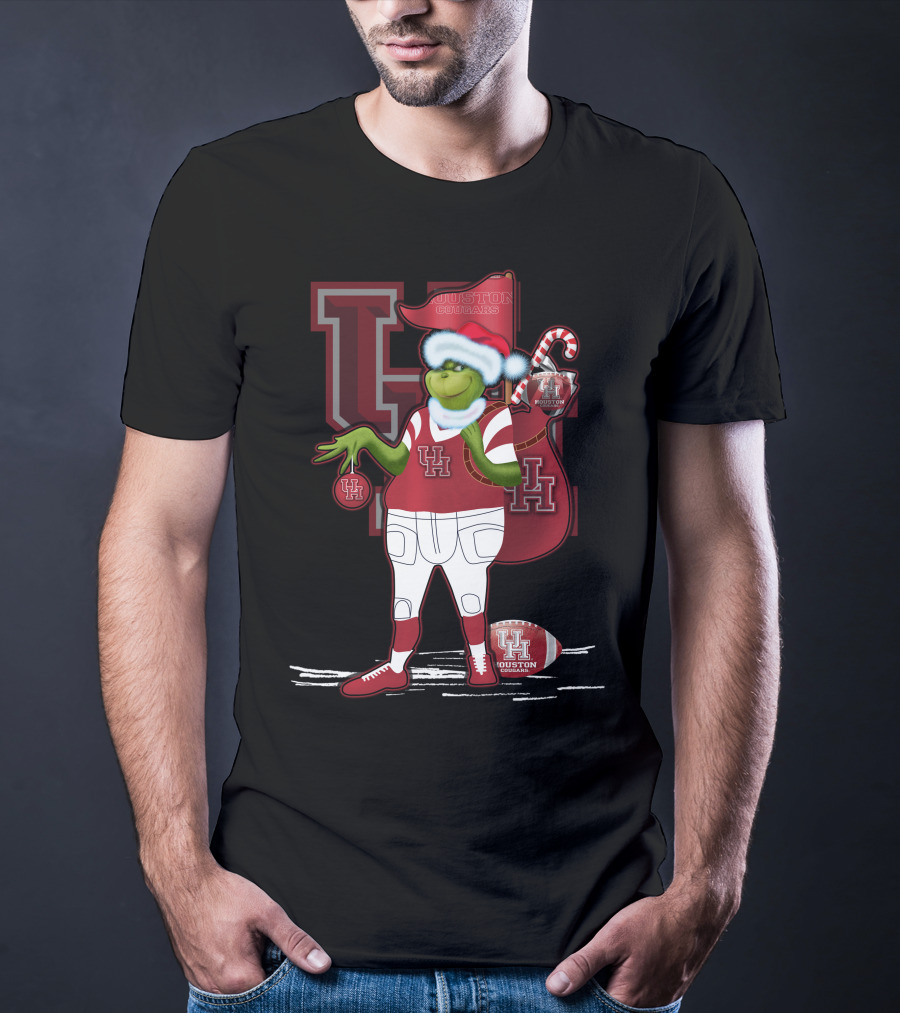 Grinchxmas Houston Cougars UH Football Santa Sack T-Shirt