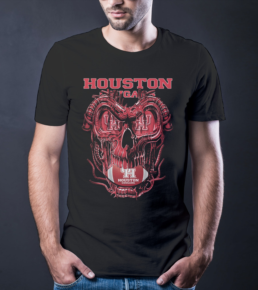 Houston Cougars Dragonskull Football T-Shirt