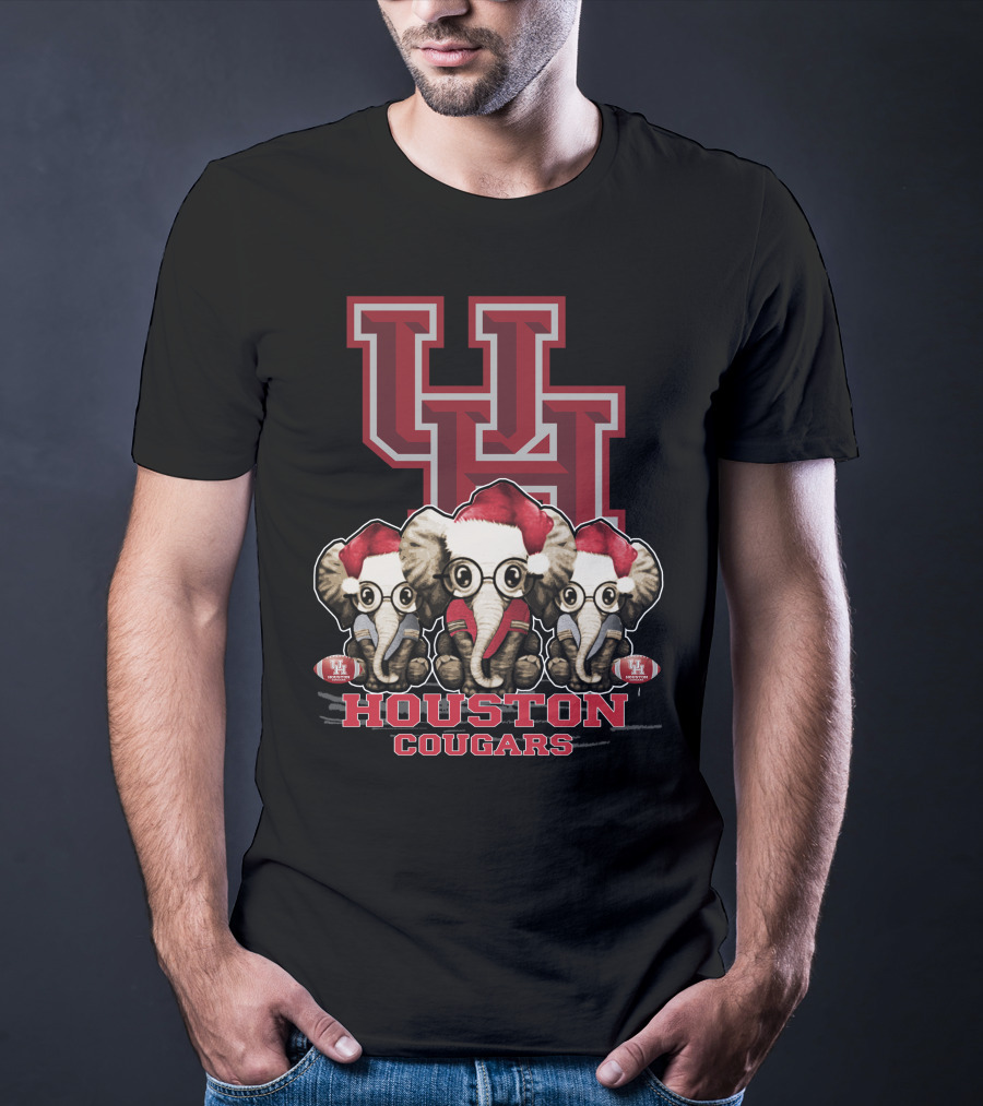 Houston Cougars Christmas Elephants T-Shirt