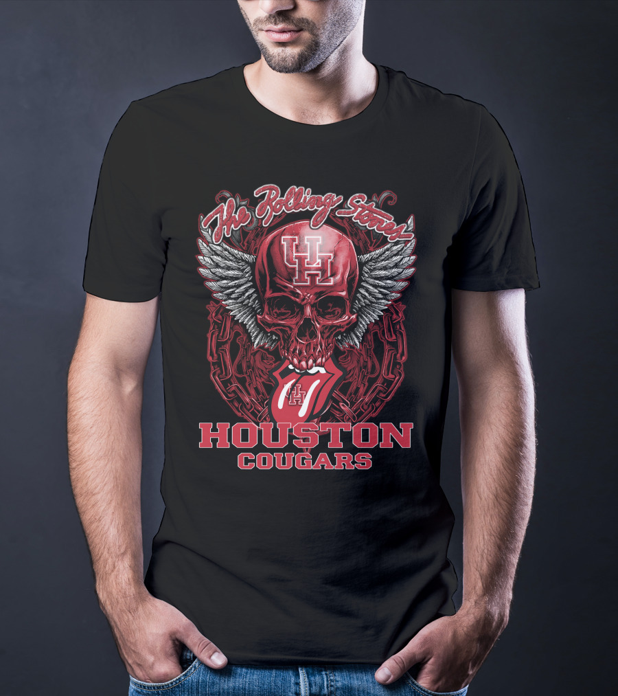 The Rolling Stones Houston Cougars Skull With Wings And Tongue T-Shirt