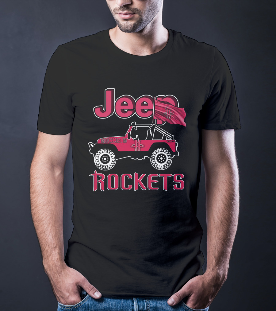 Jeep Houston Rockets Flag And Off-Road Vehicle T-Shirt