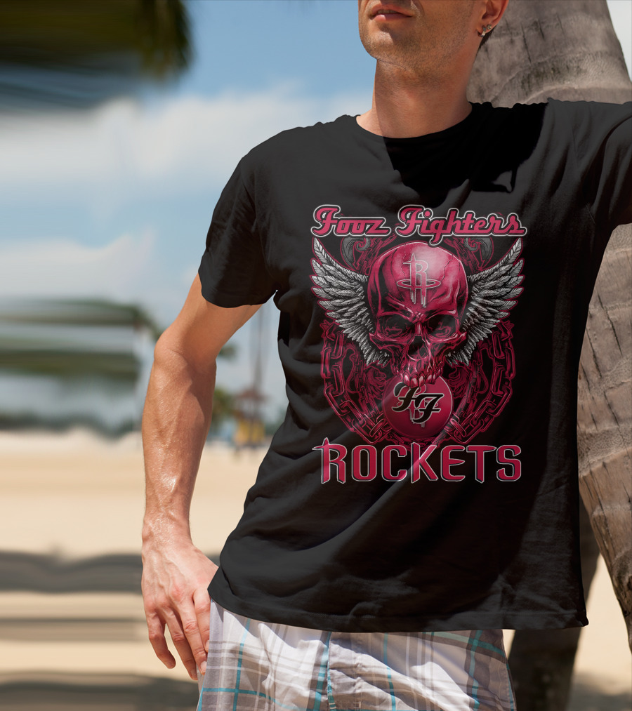 Foo Fighters Houston Rockets Winged Skull T-Shirt