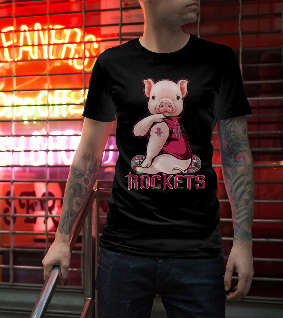 Pig In Houston Rockets Jersey With Rockets T-Shirt