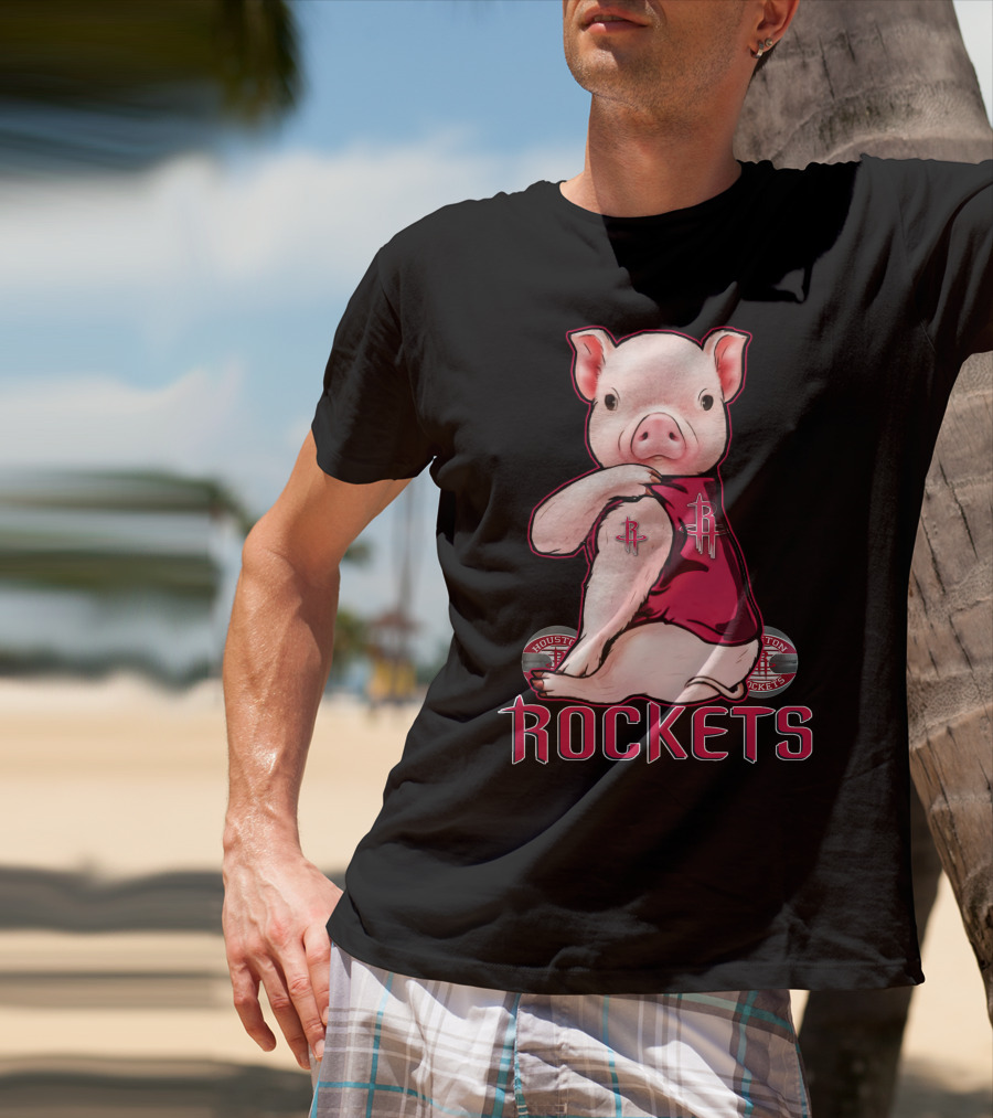 Pig In Houston Rockets Jersey With Rockets T-Shirt
