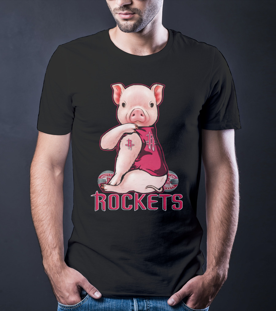 Pig In Houston Rockets Jersey With Rockets T-Shirt