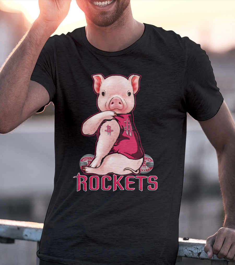 Pig In Houston Rockets Jersey With Rockets T-Shirt