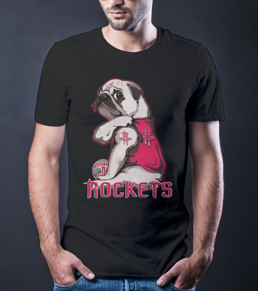 Houston Rockets Pug Wearing Logo Jersey T-Shirt