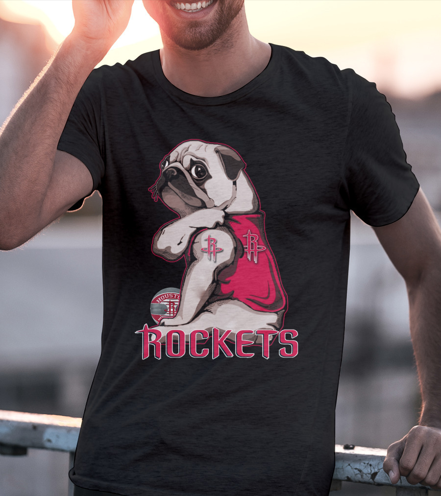 Houston Rockets Pug Wearing Logo Jersey T-Shirt