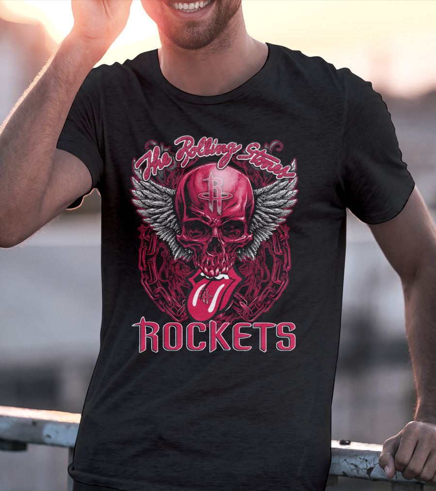 The Rolling Stones Houston Rockets Skull Wings Tongue T-Shirt