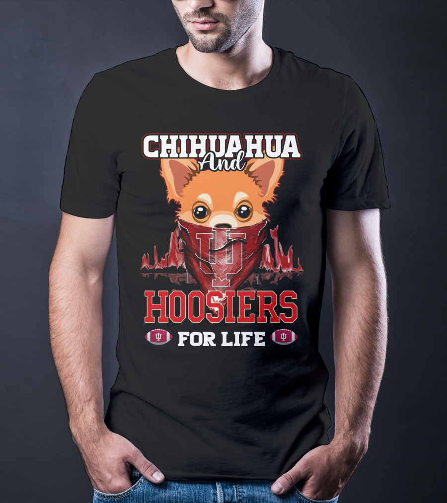 Chihuahua And Hoosiers For Life IU Indiana Football Fan Bandana T-Shirt
