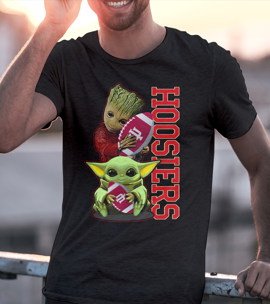 Grzd Indiana Hoosiers Baby Groot And Baby Yoda Football T-Shirt
