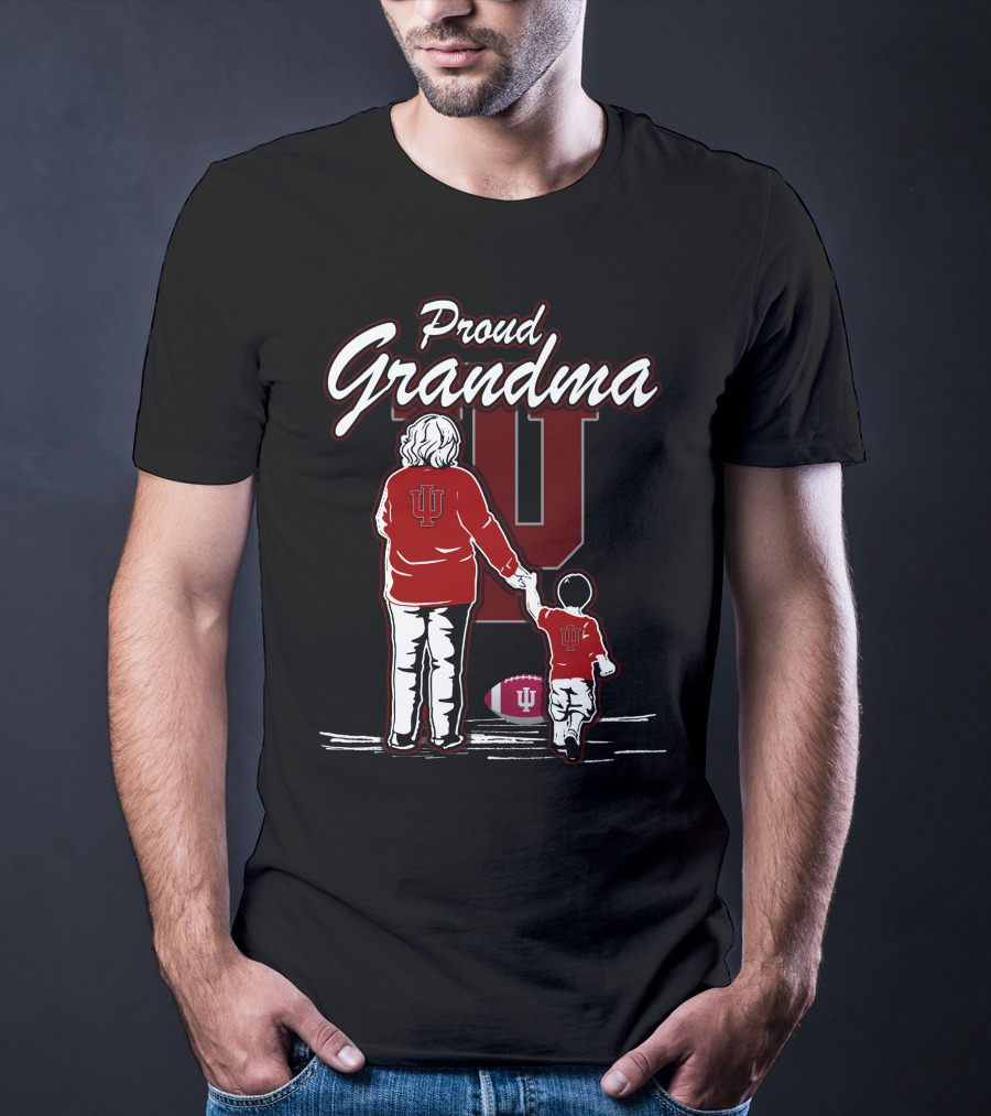 Proud Grandma Indiana Hoosiers IU Logo With Football T-Shirt